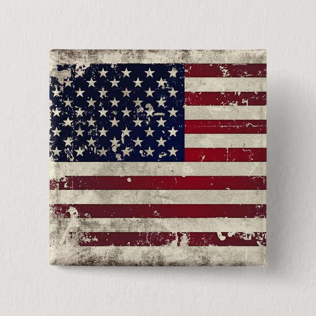 Badge Carré 5 Cm Drapeau américain (Devant)