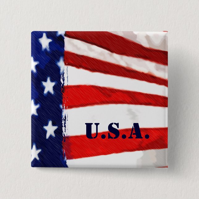 Badge Carré 5 Cm Drapeau américain (Devant)