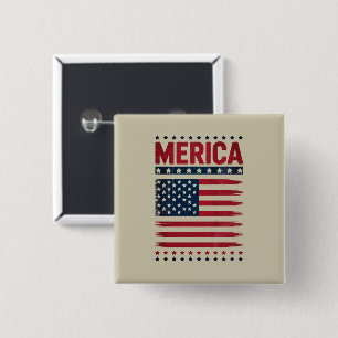 Badge Carré 5 Cm Drapeau Américain 4 juillet Merica