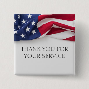 Badge Carré 5 Cm Drapeau américain Merci pour votre service