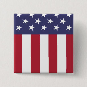 Badge Carré 5 Cm Drapeau américain patriotique étoiles et rayures