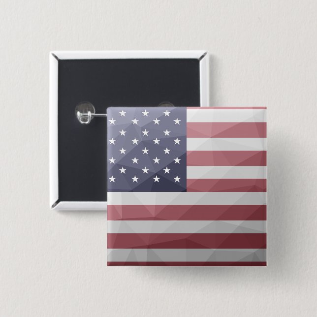 Badge Carré 5 Cm Drapeau américain Rouge Blanc Bleu Amérique Mesh g (Devant & derrière)