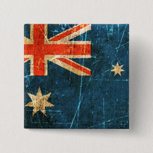 Badge Carré 5 Cm Drapeau australien vintage rayé et porté