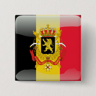 Badge Carré 5 Cm Drapeau brillant belge