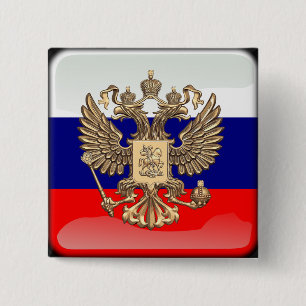 Badge Carré 5 Cm Drapeau brillant russe