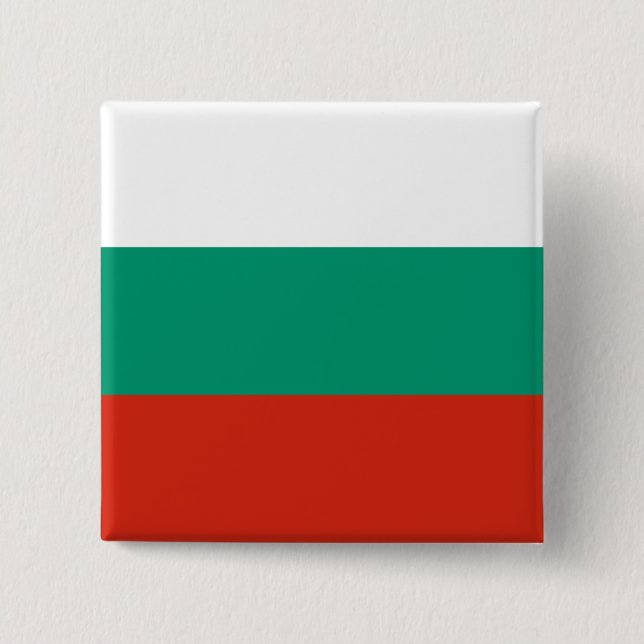 Badge Carré 5 Cm Drapeau Bulgarie (Devant)
