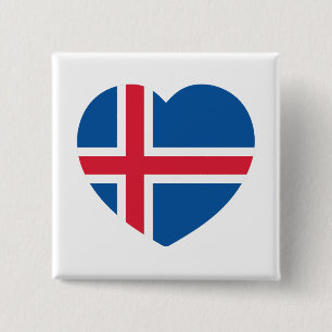 Badge Carré 5 Cm Drapeau cardiaque islandais
