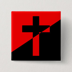 Badge Carré 5 Cm Drapeau Christian Socialism & Anarchism (Libératio