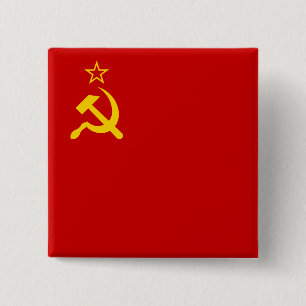 Badge Carré 5 Cm Drapeau communiste de l'URSS faucille et marteau
