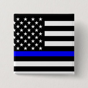 Badge Carré 5 Cm Drapeau de Blue Line USA