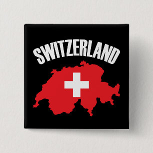 Badge Carré 5 Cm Drapeau de carte Suisse