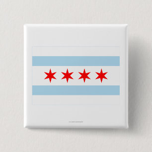 Badge Carré 5 Cm Drapeau de Chicago