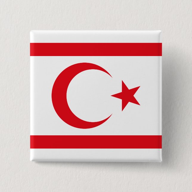 Badge Carré 5 Cm Drapeau de Chypre du Nord (Devant)