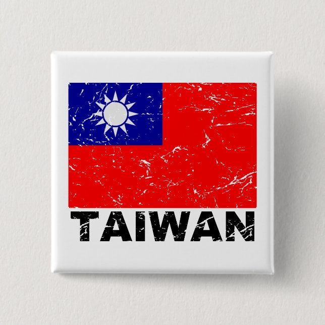 Badge Carré 5 Cm Drapeau de cru de Taïwan (Devant)