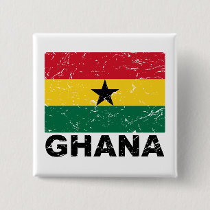 Badge Carré 5 Cm Drapeau de cru du Ghana