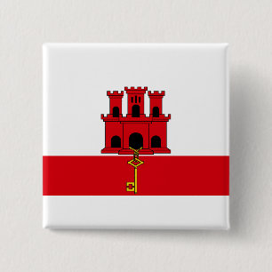 Badge Carré 5 Cm Drapeau de Gibraltar