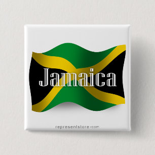 Badge Carré 5 Cm Drapeau de la Jamaïque
