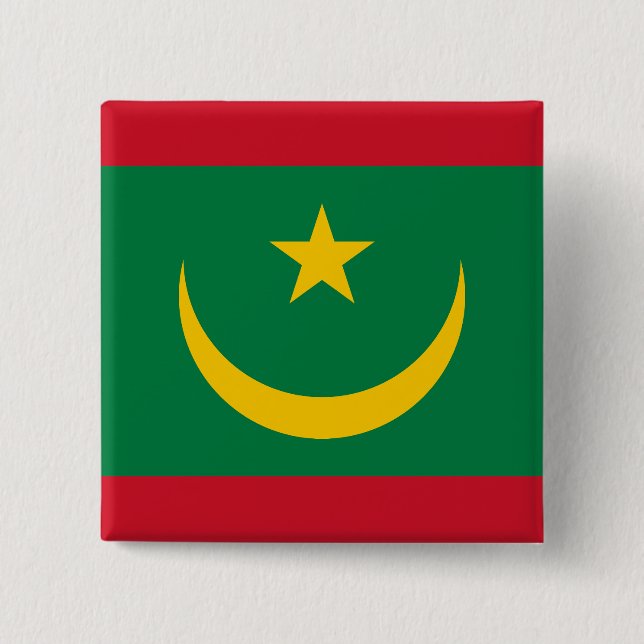Badge Carré 5 Cm Drapeau de la Mauritanie (Devant)