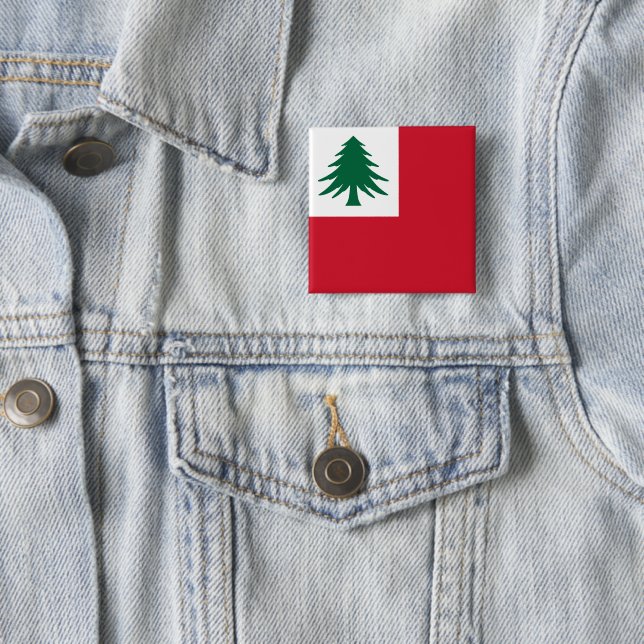 Badge Carré 5 Cm Drapeau de la Nouvelle-Angleterre (En situation)