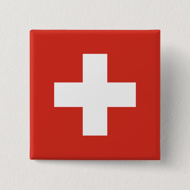Badge Carré 5 Cm Drapeau de la Suisse (Devant)