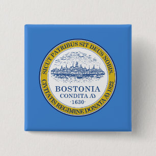 Badge Carré 5 Cm Drapeau de la ville de Boston (Massachusetts)