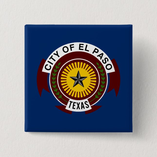 Badge Carré 5 Cm Drapeau de la ville d'El Paso (Texas) (Devant)