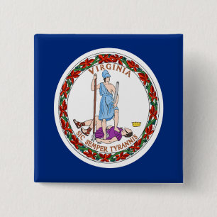Badge Carré 5 Cm Drapeau de la Virginie