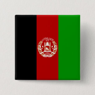 Badge Carré 5 Cm Drapeau de l'Afghanistan