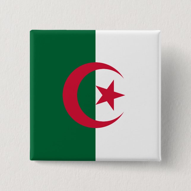 Badge Carré 5 Cm Drapeau de l'Algérie (Devant)