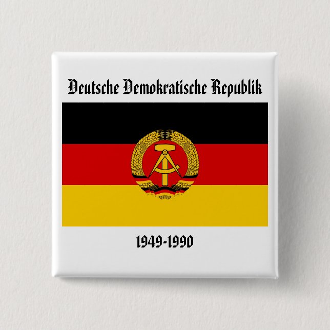 Badge Carré 5 Cm Drapeau de l'Allemagne de l'Est (Devant)