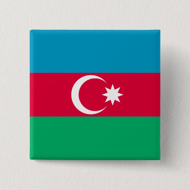 Badge Carré 5 Cm Drapeau de l'Azerbaïdjan (Devant)