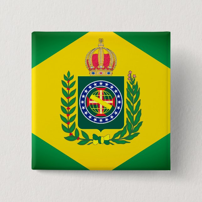 Badge Carré 5 Cm Drapeau de l'Empire du Brésil (Devant)