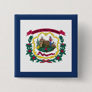 Badge Carré 5 Cm Drapeau de l'État de Virginie occidentale