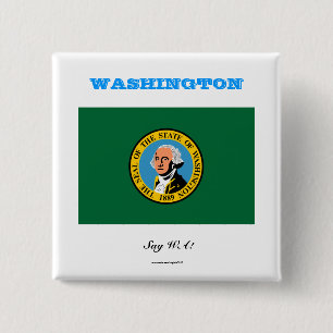 Badge Carré 5 Cm drapeau de l'État de WASHINGTON