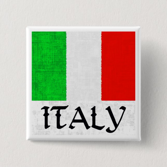 BADGE CARRÉ 5 CM DRAPEAU DE L'ITALIE (Devant)
