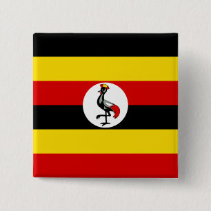 Badge Carré 5 Cm Drapeau de l'Ouganda