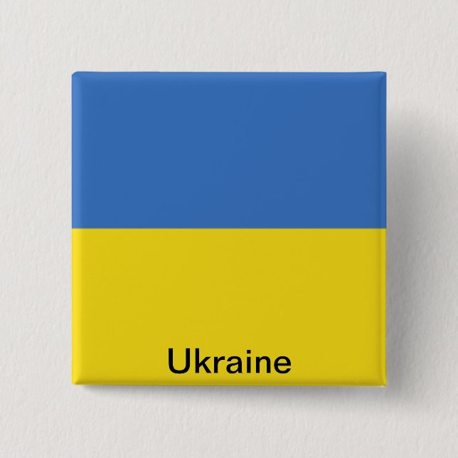 Badge Carré 5 Cm Drapeau de l'Ukraine (Devant)