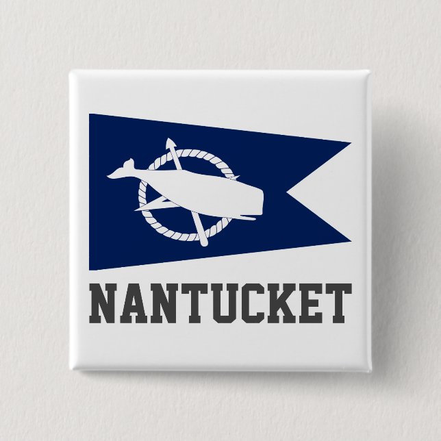 Badge Carré 5 Cm Drapeau de Nantucket, Massachusetts (Devant)