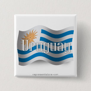 Badge Carré 5 Cm Drapeau de ondulation de l'Uruguay