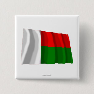 Badge Carré 5 Cm Drapeau de ondulation du Madagascar