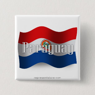 Badge Carré 5 Cm Drapeau de ondulation du Paraguay