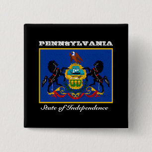 Badge Carré 5 Cm Drapeau de Pennsylvanie