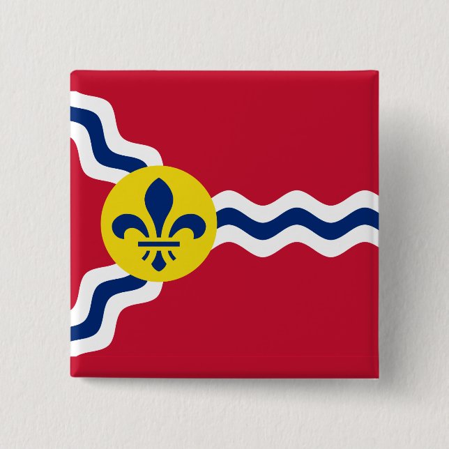 Badge Carré 5 Cm Drapeau de Saint-Louis, Missouri Button (Devant)