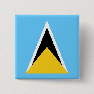 Badge Carré 5 Cm Drapeau de Sainte-Lucie