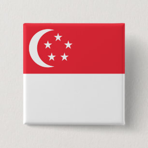 Badge Carré 5 Cm Drapeau de Singapour