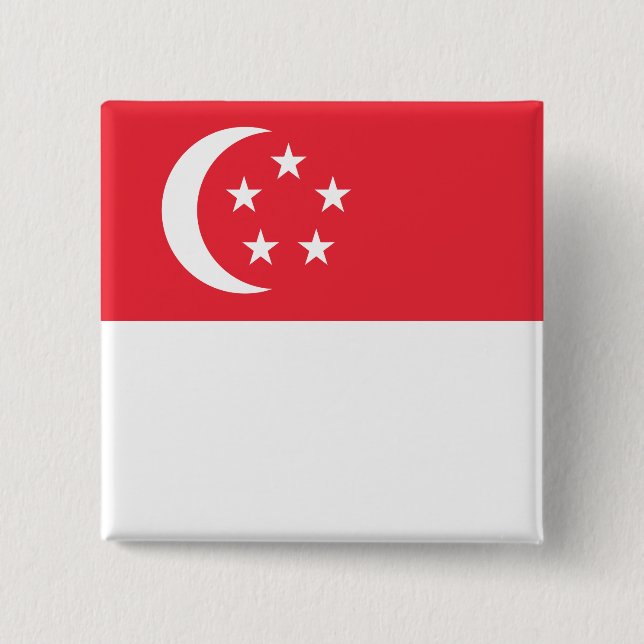 Badge Carré 5 Cm Drapeau de Singapour (Devant)