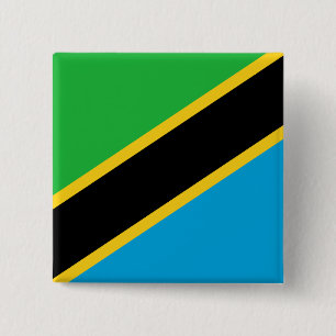 Badge Carré 5 Cm Drapeau de Tanzanie