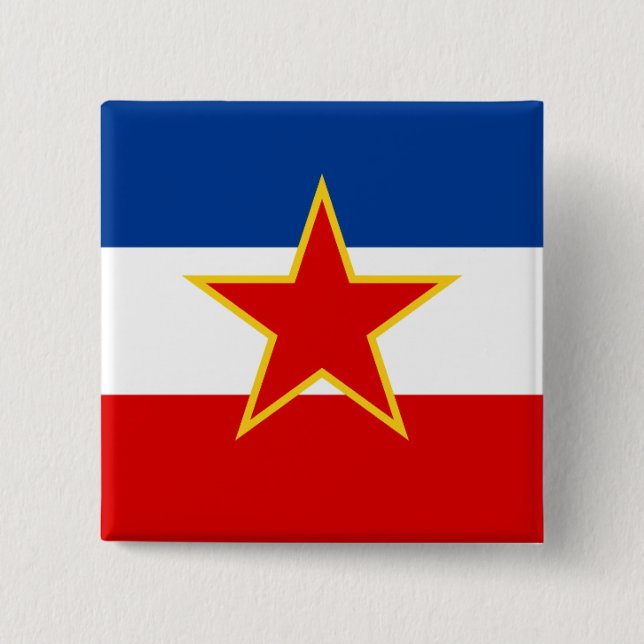 Badge Carré 5 Cm Drapeau de Yougoslavie (Devant)