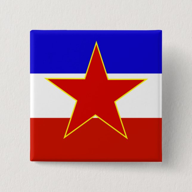 Badge Carré 5 Cm Drapeau de Yougoslavie (Devant)