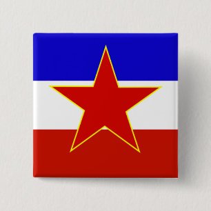 Badge Carré 5 Cm Drapeau de Yougoslavie